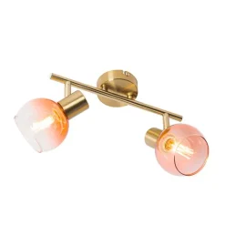 Art Deco Spot Gold mit rosa Glas 2 Lichter - Vidro