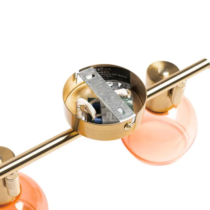 Art Deco Spot Gold mit rosa Glas 2 Lichter - Vidro