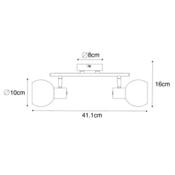 Art Deco Spot Gold mit rosa Glas 2 Lichter - Vidro