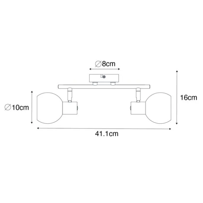 Art Deco Spot Gold mit rosa Glas 2 Lichter - Vidro