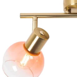 Art Deco Spot Gold mit rosa Glas 2 Lichter - Vidro