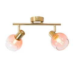 Art Deco Spot Gold mit rosa Glas 2 Lichter - Vidro
