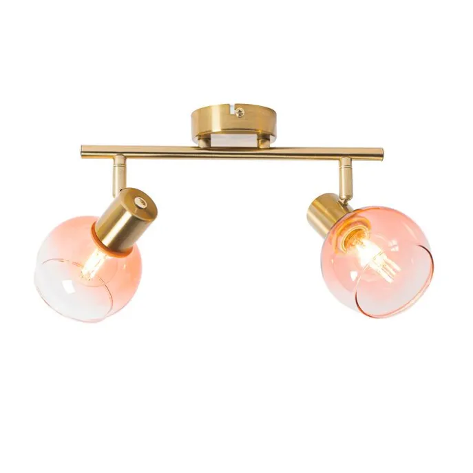 Art Deco Spot Gold mit rosa Glas 2 Lichter - Vidro
