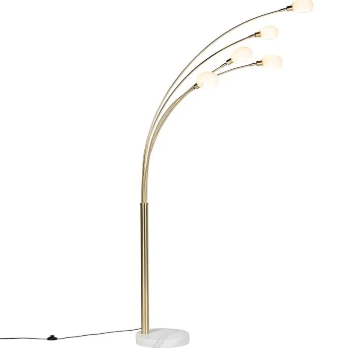 Art Deco Stehlampe Gold 5 Lampen - Sixties Marmo