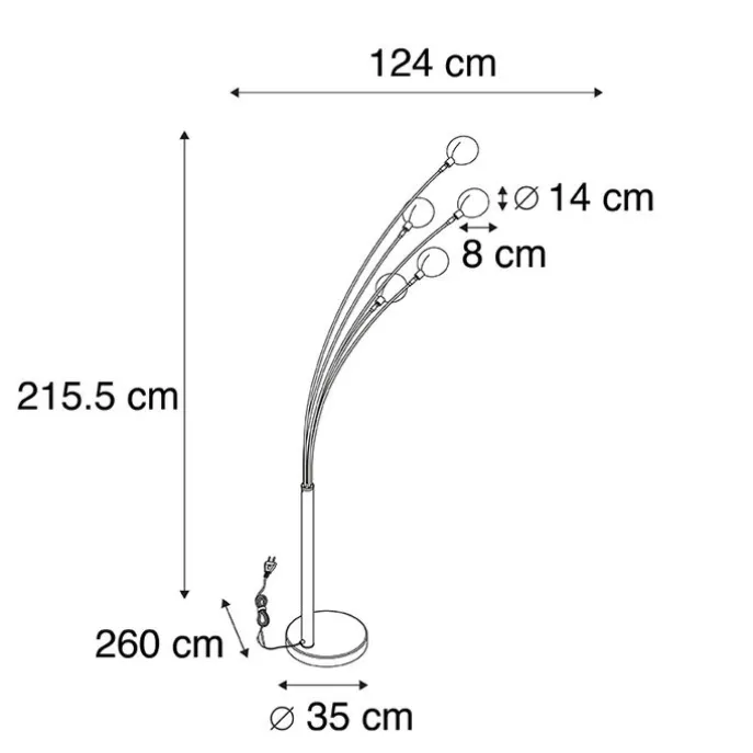 Art Deco Stehlampe Gold 5 Lampen - Sixties Marmo