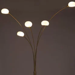 Art Deco Stehlampe Gold 5 Lampen - Sixties Marmo