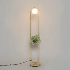 Art Deco Stehlampe Gold mit weißem Glas - Isabella