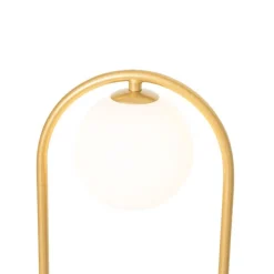 Art Deco Stehlampe Gold mit weißem Glas - Isabella