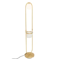 Art Deco Stehlampe Gold mit weißem Glas - Isabella