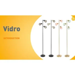 Art Deco Stehlampe Gold mit rosa Glas 3 Lichter - Vidro