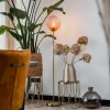 Art Deco Stehlampe Messing mit rosa Glas - Pallon Mezzi