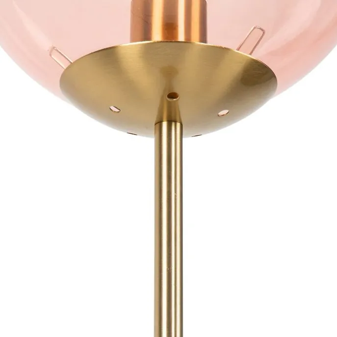 Art Deco Stehlampe Messing mit rosa Glas - Pallon Mezzi