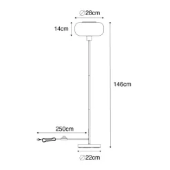 Art Deco Stehlampe schwarz mit Rauchglas - Bizle