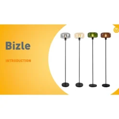 Art Deco Stehlampe schwarz mit Rauchglas - Bizle