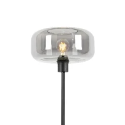 Art Deco Stehlampe schwarz mit Rauchglas - Bizle