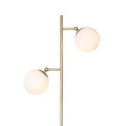 Art Deco Stehleuchte Gold mit Milchglas 2-Licht - Pallon