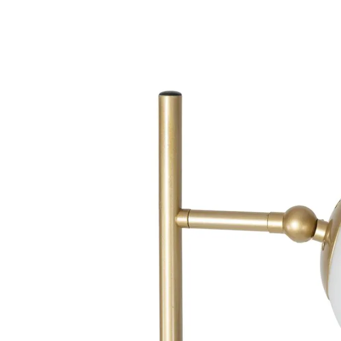 Art Deco Stehleuchte Gold mit Milchglas 2-Licht - Pallon