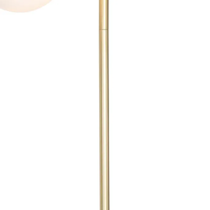 Art Deco Stehleuchte Gold mit Milchglas 2-Licht - Pallon