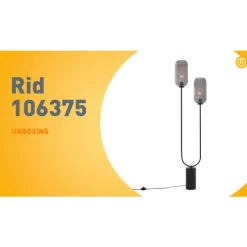 Art Deco Stehleuchte schwarz mit Rauchglas 2-flammig - Rid