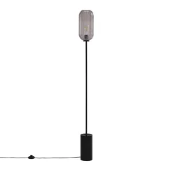 Art Deco Stehleuchte schwarz mit Rauchglas - Rid