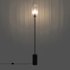 Art Deco Stehleuchte schwarz mit Rauchglas - Rid