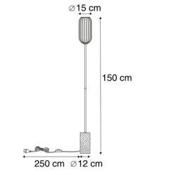 Art Deco Stehleuchte schwarz mit Rauchglas - Rid