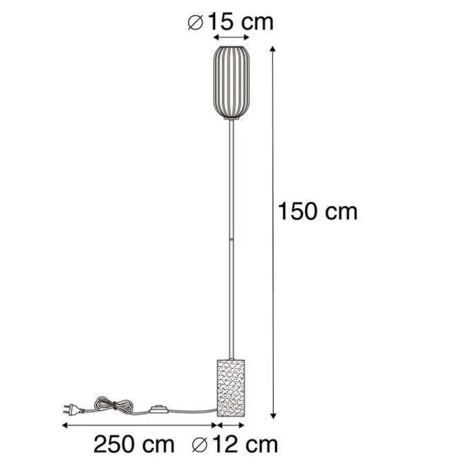 Art Deco Stehleuchte schwarz mit Rauchglas - Rid