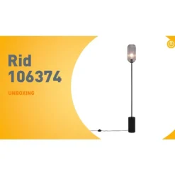 Art Deco Stehleuchte schwarz mit Rauchglas - Rid