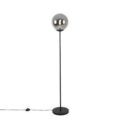 Art Deco Stehleuchte schwarz mit Rauchglas - Pallon Mezzi