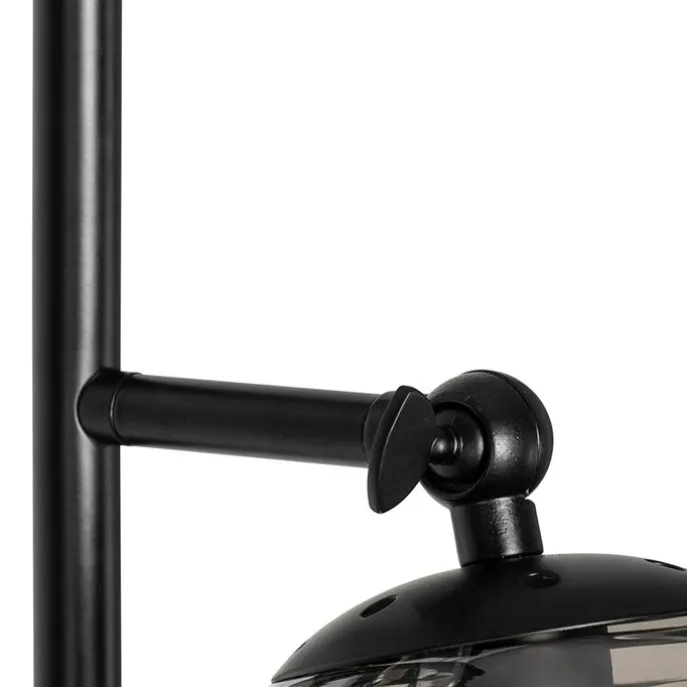 Art Deco Stehleuchte schwarz mit Rauchglas 2-Licht - Pallon