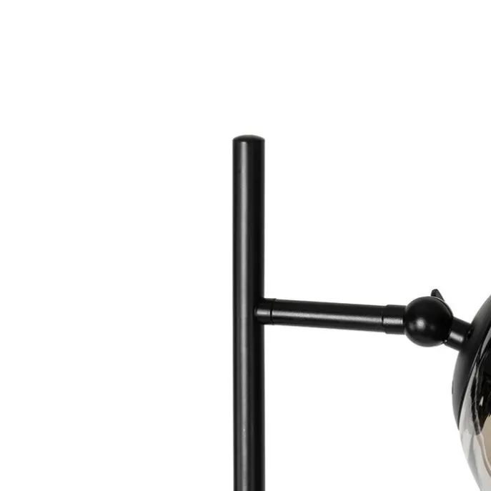 Art Deco Stehleuchte schwarz mit Rauchglas 2-Licht - Pallon