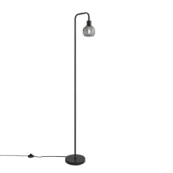 Art Deco Stehleuchte schwarz mit Rauchglas - Vidro