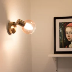 Art Deco Strahler Gold mit rosa Glas - Vidro