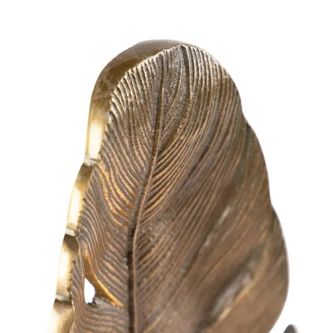 Art Deco Tischlampe Bronze mit Marmorsockel - Blatt