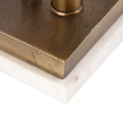 Art Deco Tischlampe Bronze mit Marmorsockel - Blatt