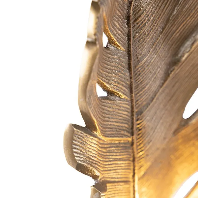 Art Deco Tischlampe Bronze mit Marmorsockel - Blatt