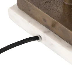 Art Deco Tischlampe Bronze mit Marmorsockel - Blatt