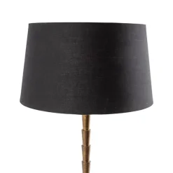 Art Deco Tischlampe Bronze mit Baumwollschirm schwarz 35 cm - Pisos
