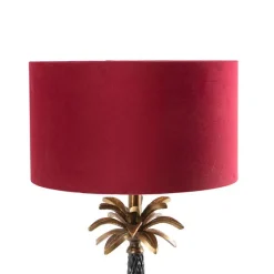 Art Deco Tischlampe Bronze mit samtrotem Schirm 35 cm - Areka