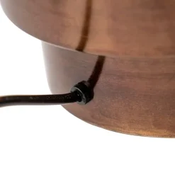 Art Deco Tischlampe Bronze Veloursschirm Rot mit Gold 50cm - Bruut