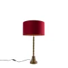 Art Deco Tischlampe Bronze Veloursschirm Rot 35 cm - Pisos