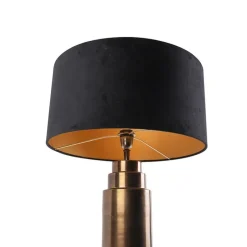 Art Deco Tischlampe Bronze Veloursschirm schwarz mit Gold 50cm - Bruut