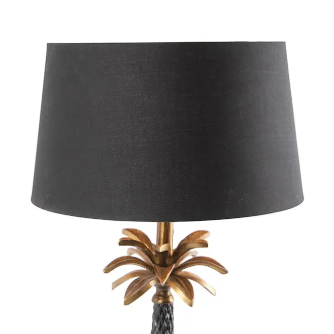 Art Deco Tischlampe Bronze mit schwarzem Schirm 35 cm - Areka