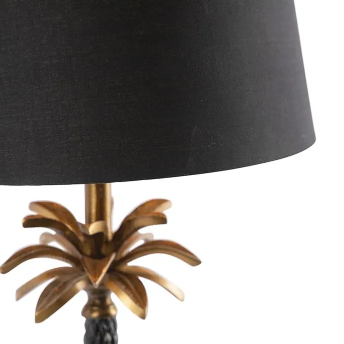 Art Deco Tischlampe Bronze mit schwarzem Schirm 35 cm - Areka