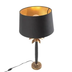Art Deco Tischlampe Bronze mit schwarzem Schirm 35 cm - Areka