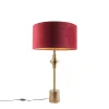 Art Deco Tischlampe Bronze Veloursschirm Rot 50 cm - Diverso