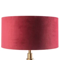 Art Deco Tischlampe Bronze Veloursschirm Rot 50 cm - Diverso