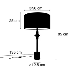 Art Deco Tischlampe Bronze Veloursschirm Rot 50 cm - Diverso