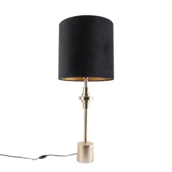 Art Deco Tischlampe Gold Samtschirm Schwarz 40 cm - Diverso