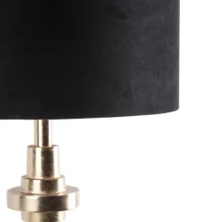 Art Deco Tischlampe Gold Samtschirm Schwarz 40 cm - Diverso